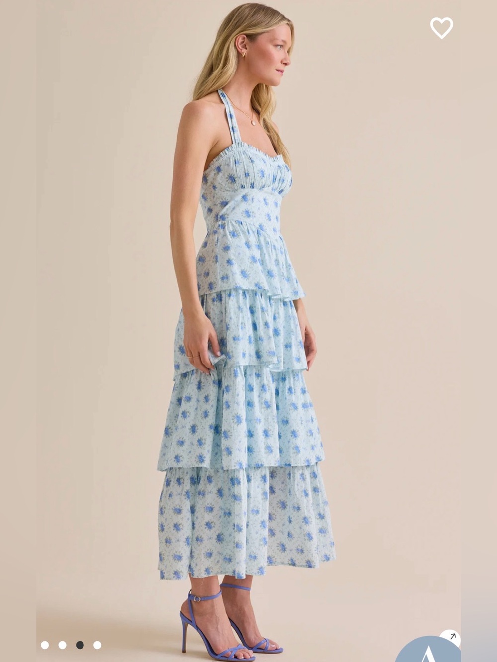 Altar'd State Light Blue Floral Halter Tiered Maxi Dress - Picture 3 of 7